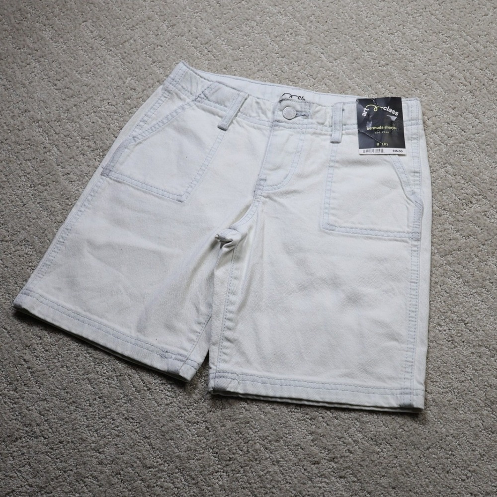 Art Class Girls White Bermuda Denim Shorts Mid Rise Size M 8 NWT